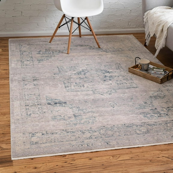 Unique Loom Noble Collection Area Rug - Victoria (2' 2" x 3' 1" Rectangle Gray/Blue)