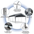thumbnail image 3 of Ktaxon 10x20Ft Carport, Large Heavy Duty Car Tent with Galvanized Steel Frame, Portable Storage Boat Shed Canopy Garage, Gray, 3 of 12