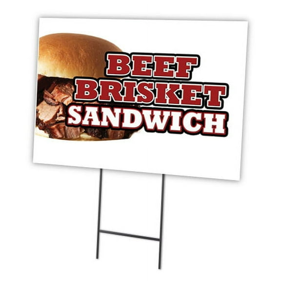 BEEF BRISKET SANDWICH 12"x16" Yard Sign & Stake | Advertise Your Business | Stake Included Image On Front Only | Made in The USA