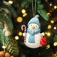 thumbnail image 2 of Zhourta Christmas Blue Snowman Ornament Hanging Decoration for Christmas Tree 2D Acrylic Flat Ornament 3 Inch, 2 of 6