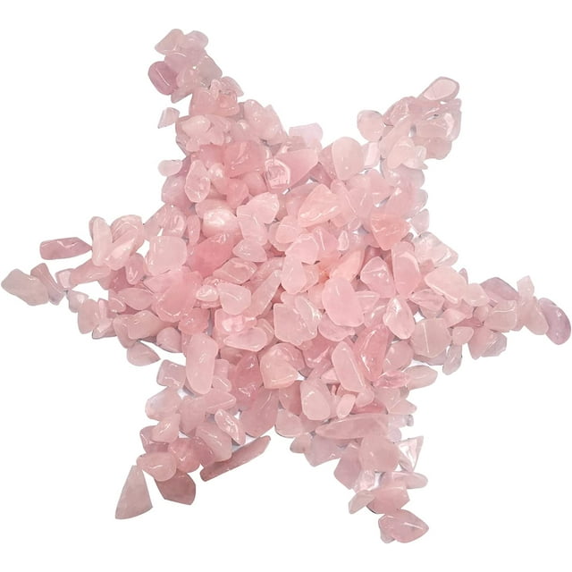 gemshan Rose-Quartz-Crystal-Chips-Bulk Natural-Irregular-Small-Tumbled-Healing-Stones Mini-Pink-Crushed-Crystal-Chips, No Holes