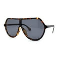 thumbnail image 2 of Flat Top Shield Geometric Racer Plastic Mobster Sunglasses Tortoise Black, 2 of 4