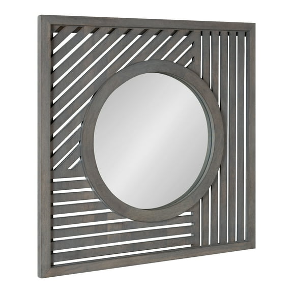 Kate and Laurel Padgette Coastal Wall Mirror, 30 x 30, Gray, Decorative Mirror with Pieced Wood Frame