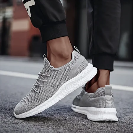 

Men‘s Knitted Lightweight Breathable Mesh Running Shoes Lace Up Sneakers