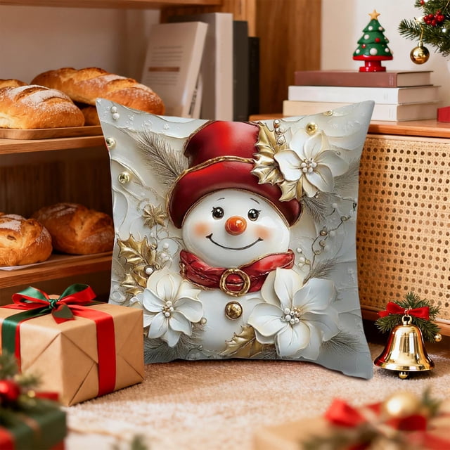 Christmas Holiday Pillow Cover Decorative Linen Sofa Cushion Case for Festive Living Room Decor Seasonal Home Accent Throw Pillow Slipcover