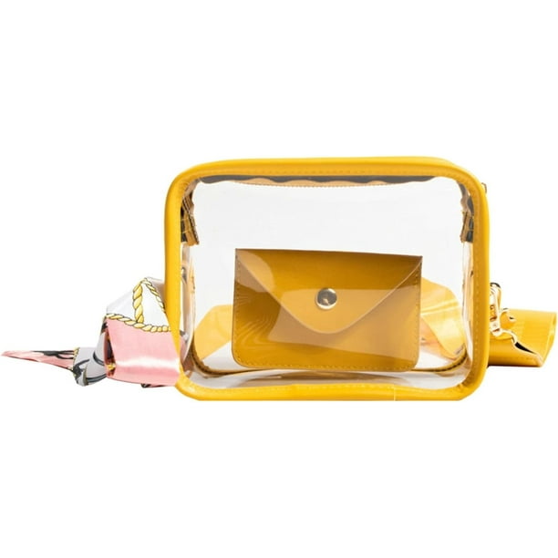 LHSHID Clear Purse Women 2 in 1 Transparent Jelly Crossbody Bag Candy Color Clutch Handbag Trend Portable Shoulder Slung