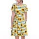thumbnail image 1 of Balery Blue White Striped Sunflower A Vestidos sueltos de manga corta para mujer, vestidos de verano 2025, vestidos casuales de corte A con vuelo., 1 of 6