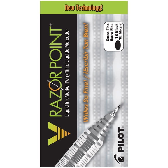 Pilot® Liquid Ink Razor Point Pens, Extra-Fine Point, 0.3 mm, Graphite Barrel, Black Ink, Pack Of 12 Pens