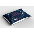 thumbnail image 2 of Ambesonne Saying Pillow Sham 2 Pack, Romantic Floral Wreath, 26"x20", Navy Mint Green Red, 2 of 3