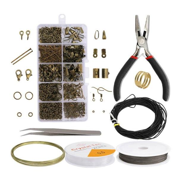 Juego de accesorios para joyería, herramientas de reparación de abalorios para pulseras DIY oro Verde