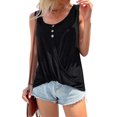 thumbnail image 1 of Camiseta Informal Con Giro Frontal Para Mujer Camiseta sin mangas con cuello redondo, cómoda, suave, para vacaciones (negro XL) Cgtredaw Para estrenar, 1 of 1