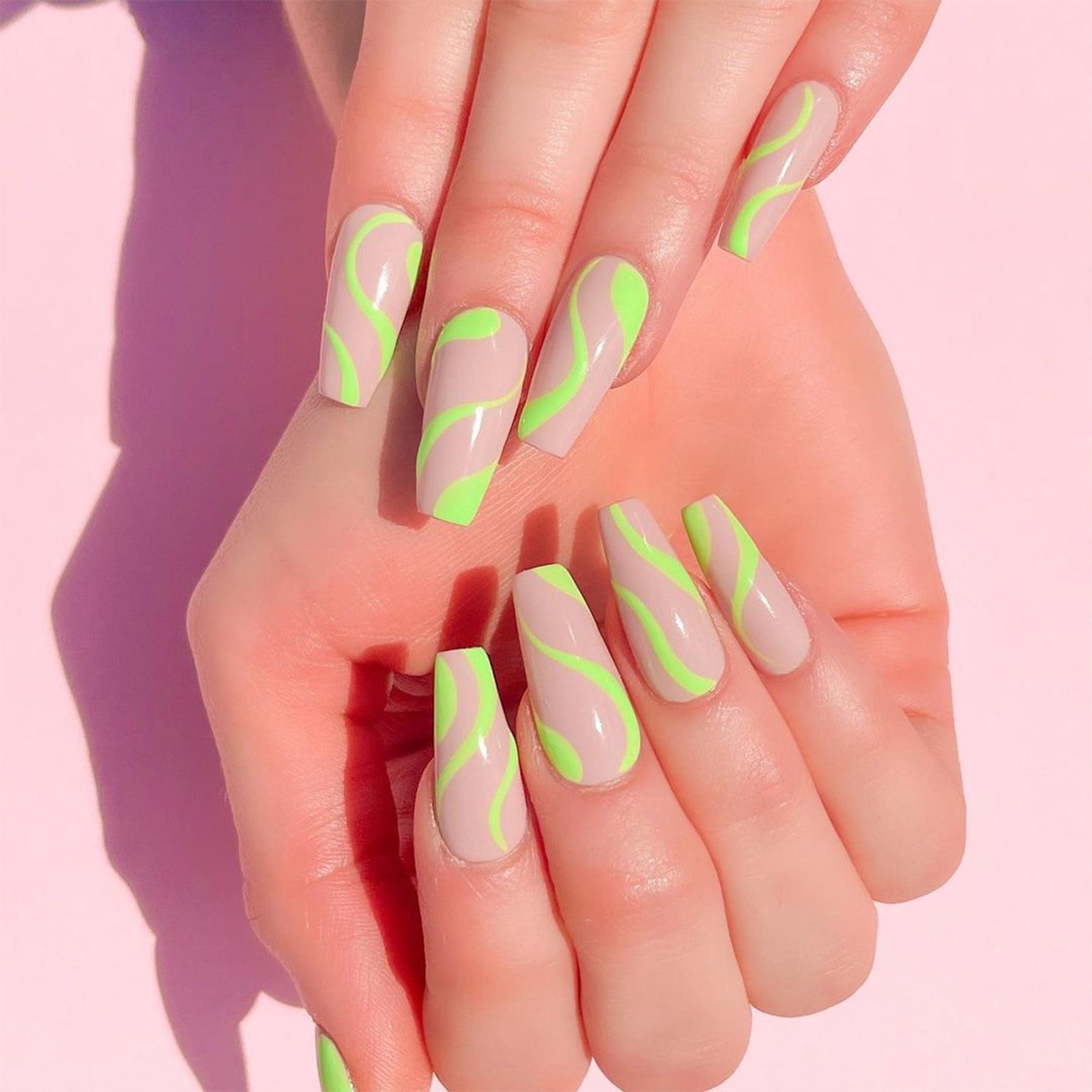 Fluorescent Nails Bright Green Multicolor Artistic - Temu