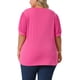 thumbnail image 3 of Blusas casuales de manga abullonada de puntos suizos para mujer de tallas grandes Agnes Orinda, escote en V, 2X, rosa intenso, 3 of 6
