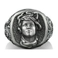 thumbnail image 4 of Gorgon Medusa Signet Ring, Sterling Silver Square Signet Ring, Greek Mythology, Pinky Rings for Women, Mens Signet Ring, Unique Signet Ring, 4 of 5