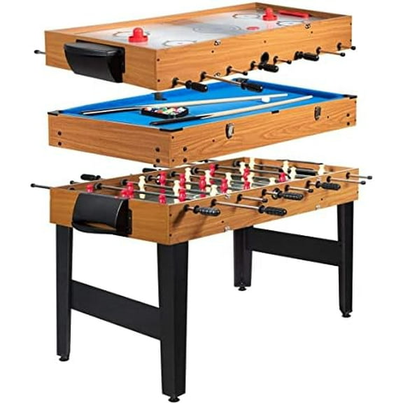 3 in 1 Multi Game Table, 48'' Foosball Desk w/Billiards, Soccer, Slide Hockey, Wood Foosball Table for Adults, Game Room, Parties$$Sport & Recreation Other