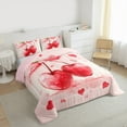 thumbnail image 2 of Manfei Kawaii Cherry Queen Comforter Set,Cartoon Heart Print Bedding Sets,Pink Red Bedding Comforter Set For Girls Kids,Luxury Bedroom Decor Reversible,3-Piece, 2 of 7