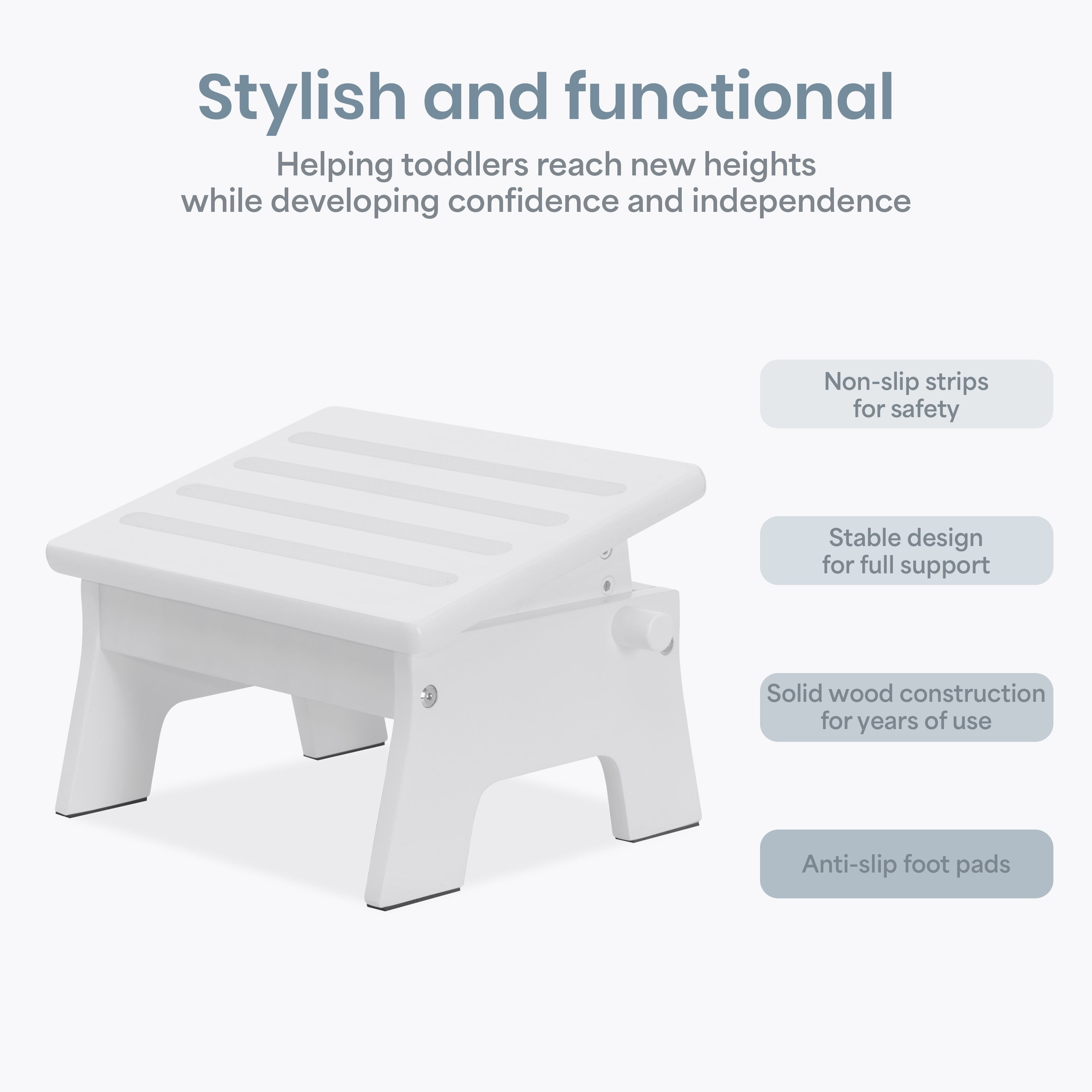 Dream On Me Ease-Up Adjustable Nursing Footrest In White
