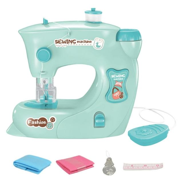 Mini máquina de coser para niños, juguete de aprendizaje DIY para reparaciones rápidas para niñas principiantes azul