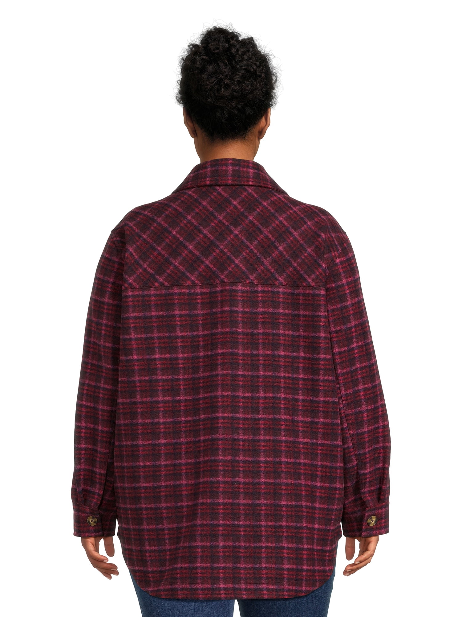 Terra & Sky Women's Plus Size Plaid Button Down Shacket