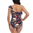 thumbnail image 5 of Picia Skull record rock Pattern Women's One Piece Swimsuits,One Shoulder Swimwear Asymmetric ,Ruffle Monokinis Bathing Suits,High Waisted Flattering Bathing Suits-Medium, 5 of 8