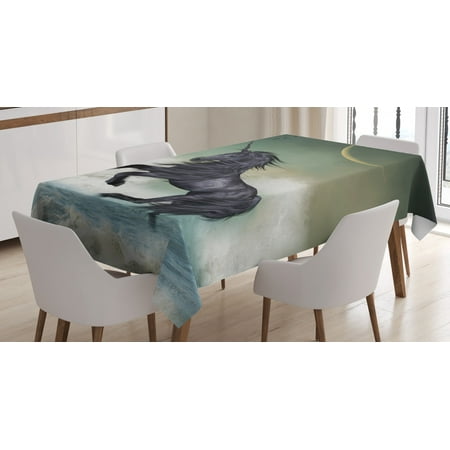 

Fantasy Tablecloth Black Unicorn in the Ocean with Moon Abstract Mythical Creatures Hand Drawn Design Rectangular Table Cover for Dining Room Kitchen 60 X 90 Inches Multicolor by Ambesonne