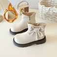thumbnail image 2 of XXWXYD Boots Toddler Girls Spring Autumn Winter Short Boots Girls Plus Velvet Cotton Snow Boots Fashion Side Zipper Cute Style Bow Pearl Girls Boots(6-7 Years,Beige), 2 of 9