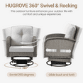 thumbnail image 5 of Outdoor Patio Furniture Chairs Set, 3PCS Rattan Wicker Rocking Swivel Chair and Table for 2, Cushioned Porch Bistro Set for Deck Balcony Garden, 5 of 9