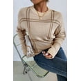 thumbnail image 6 of Women's Khaki Plaid Pattern Knitted Long Sleeve Drop Shoulder Sweater | [ZhiHiMeRi] | (US 12-14)L, 6 of 12
