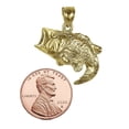 thumbnail image 3 of 925 Sterling Silver Yellow Gold Plated 1mm Cable Chain Necklace w/ Bass Fish Pendant Charm, 3 of 4