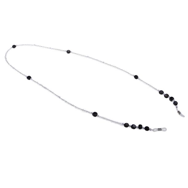 Lady Girls Beads Cord Chain String Correa Gafas de sol Eyeglass Reader Lanyard Negro jinwen Collar de gafas