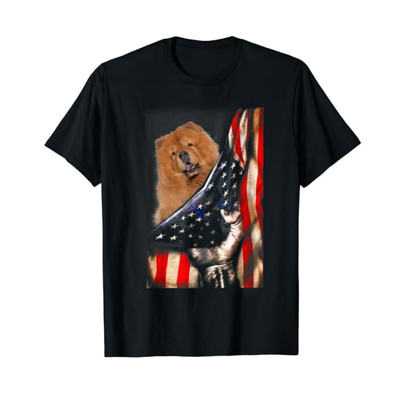 Show Your Love for America with Our Chow Chow T-Shirt Featuring the USA Flag - Perfect for Patriotic Dog Lovers! (116 characters)