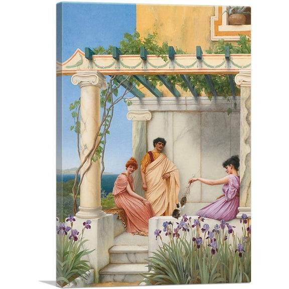 ARTCANVAS Playtime 1891 Canvas Art Print by John William Godward - Size: 26" x 18" (0.75" Deep)