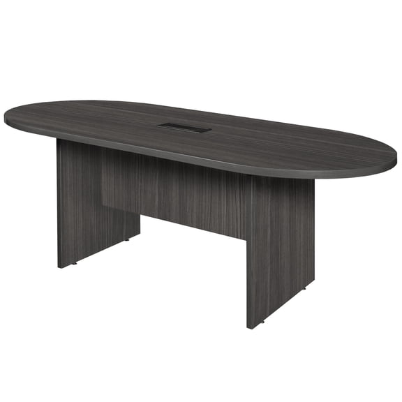 Regency Legacy 6 ft Racetrack Laminate Conference Table with a Charging Port, Durable Construction, Scratch-Resistant Surface, and Modern Design for Professional Office Workspaces - Ash Grey