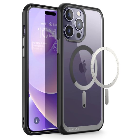SUPCASE Unicorn Beetle Mag Case for iPhone 14 Pro 6.1", Compatible with MagSafe Shockproof Protective Slim Clear Case (Black)