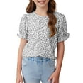thumbnail image 1 of LIJCC Chemise Boho à Manches Bouffantes pour Filles, Haut de Mode pour Filles, T-shirt à Col Rond Ample à Manches Courtes, 1 of 9