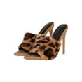 thumbnail image 5 of Women Faux Fur Pointed Open Toe Stiletto Mules Heel Sandal 18571, 5 of 6