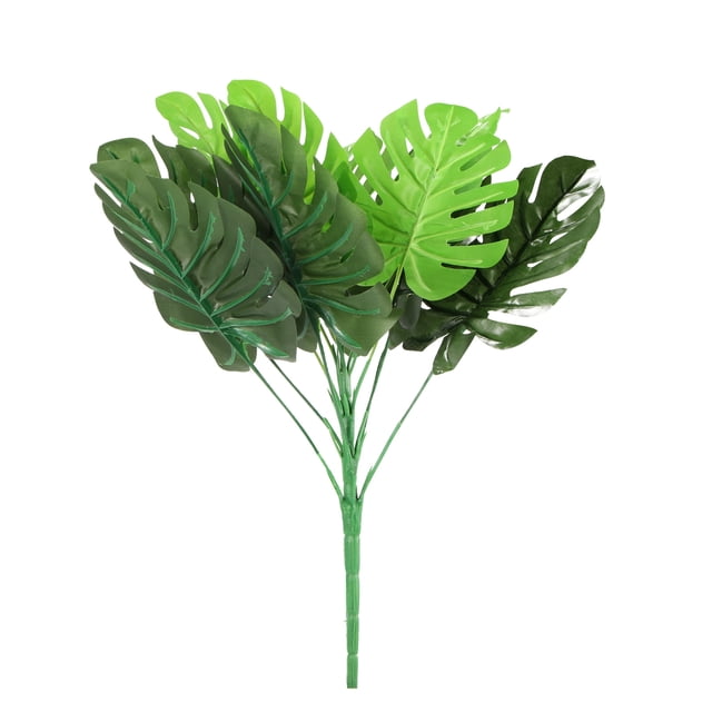 Hoja Trasera De Tortuga Artificial Tallo Flexible Falso Hoja De Planta Decoración De Hojas Realistas Hojas De Árboles Tropicales Reutilizables Para El Hogar Fiesta Boda Oficina Patio 35Cm / 13.76Inch Vogacara HA018356-00