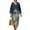 Dragon, variant on Flower Wave Print Women's Summer Dress Loose Swing Midi Tunic Linen-Like Long Sleeve V Neck Dress