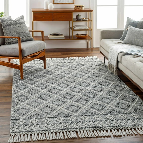Hauteloom Sook Recycled Material Living Room, Bedroom Area Rug - Global - Gray - 2'3" x 3'9"