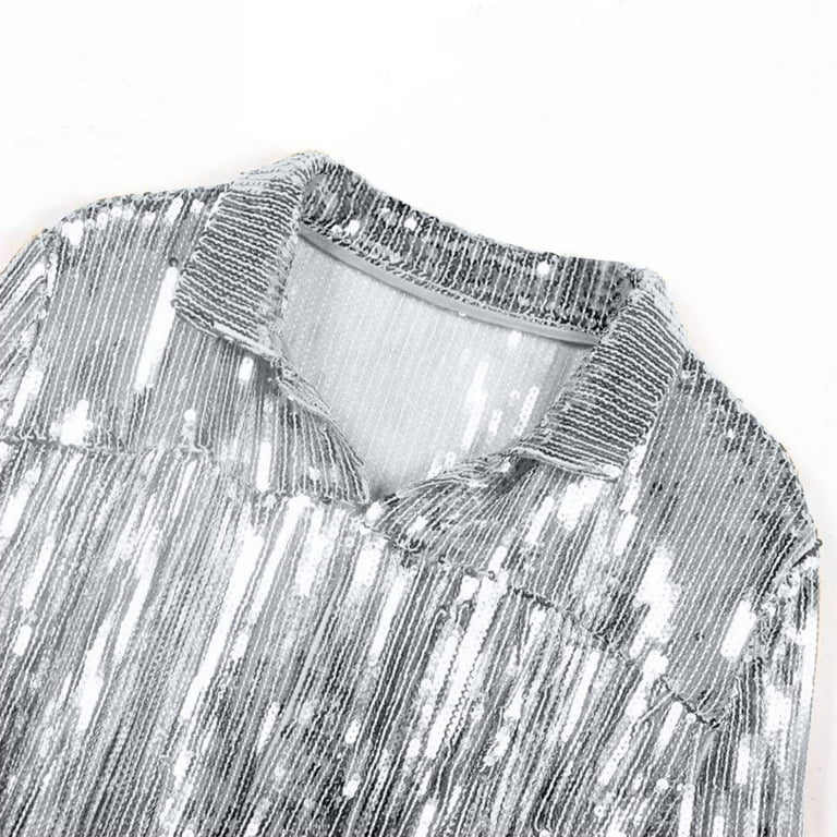 Leesechin Women's Sequin Fringe Jacket Long Sleeve Tassel Leesechin Women's Sequin Fringe Jacket Long Sleeve Tassel