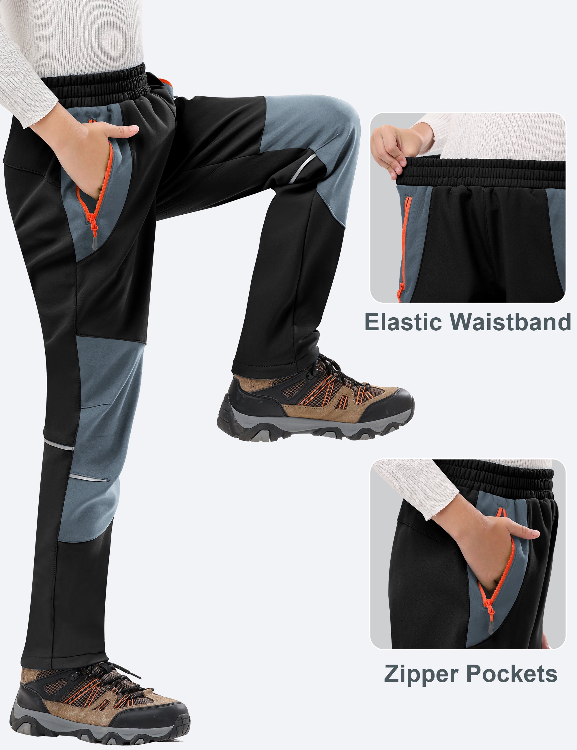Lavenicole Kids Boys Girls Youth Waterproof Hiking Ski Snow Pants Elastic Waist Warm Insulated Pants