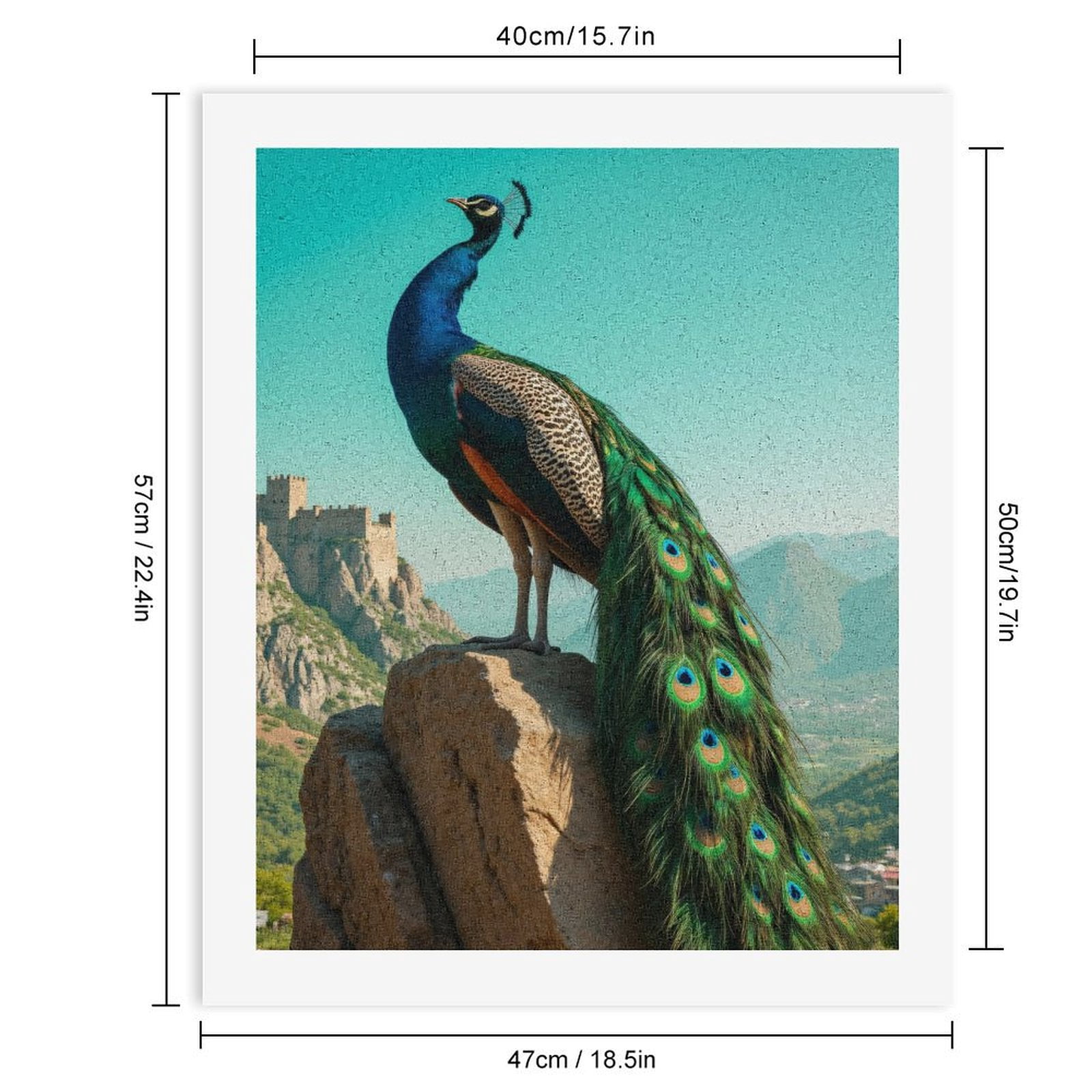 Paint By Numbers Kit for Adults Beginner - DIY Peacock Castle Rock Scenic View Canvas Painting Kits for Adults, Frameless Paint By Number for Adults for Home Wall Decor 16x20 Inch