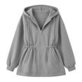 thumbnail image 6 of Xdegoge Oversized Zip Up Hoodie Women S Drawstring Cinch Waist Casual Long Sleeve Sweatshirt with Pocket Athletic Fall Winter Activewear Jacket, 6 of 7