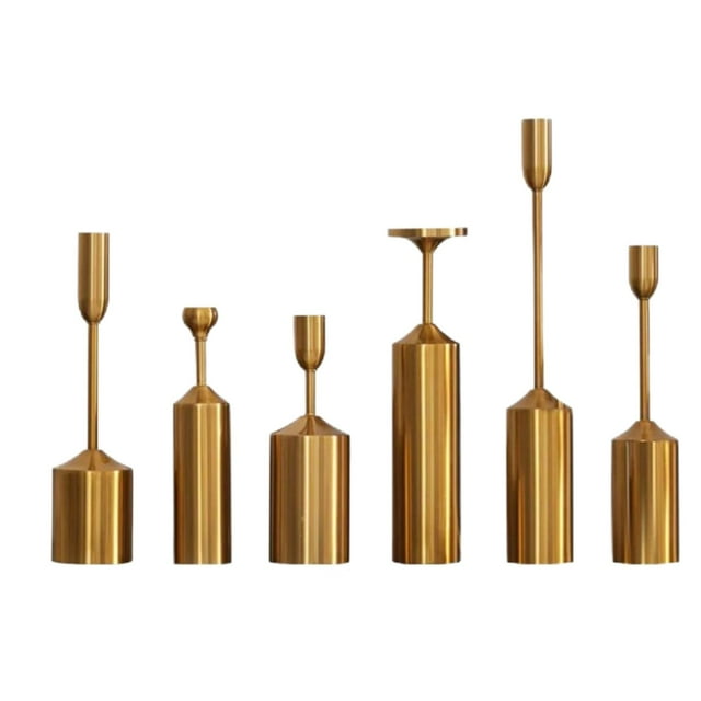 Juego de 3 candelabros de latón dorado para velas cónicas, multiusos, estilo nórdico Juego de 6