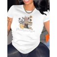 thumbnail image 1 of Camiseta Ligera de verano para mujerWomen's Fashion Floral Print T-Shirt, Casual Round Neck Short Sleeve, Comfortable Summer Top, Polyester, All Seasons, Knit Fabric, Stretchy Material, Ladies Leisu, 1 of 6