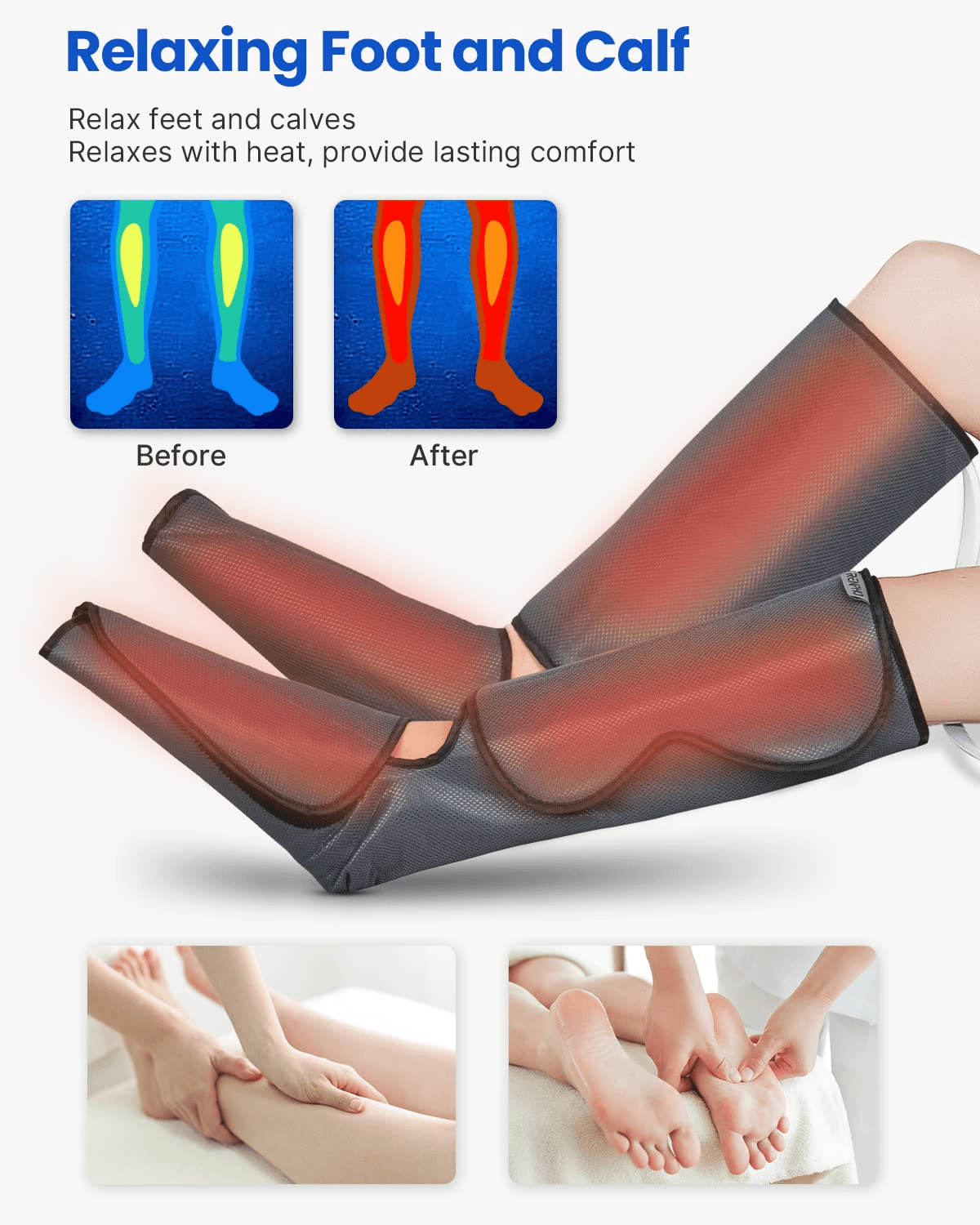 RENPHO Foot and Leg Massager with 2 Heat and Air Compression for Circulate, FSA and HSA Eligible 3 Modes 3 Intensities, Gift for Women Men