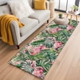 thumbnail image 2 of Pink Flamingo Runner Rugs 2x6 ft Country Tropical Animal Green Monstera Leaf Plant Farm Washable Hallway Rugs Non-Slip Floor Mats Absorbent Carpet Bedside Runners for Bedroom Kitchen Bathroom Laundry, 2 of 9