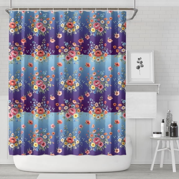 Pioneer Flower Floral Print Pattern Shower Curtain 84"x72", Bathroom Decorative Shower Curtain Set with 12 Hooks, Waterproof Washable