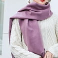thumbnail image 2 of Alkepwun Chunky Scarf Fluffy Warps for Women Winter Thick Soft Shawl Double Sided Two Tone Tassel Matching Color Scarf shawl, 2 of 3