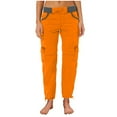thumbnail image 3 of up to 60% off Gifts Usmixi Womens Cargo Trousers Fashion Drawstring High Waist Stretchy Long Pants Plus Size Lightweight Cotton Pants with Pockets Orange m, 3 of 6